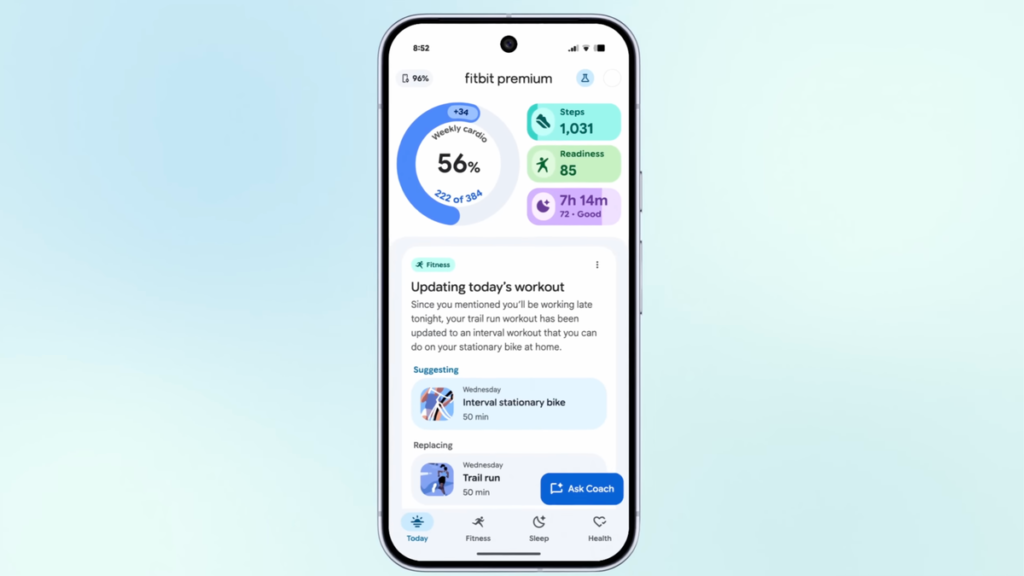 مربی هوش مصنوعی گوگل در اپلیکیشن Fitbit – راهنمای سلامت شخصی