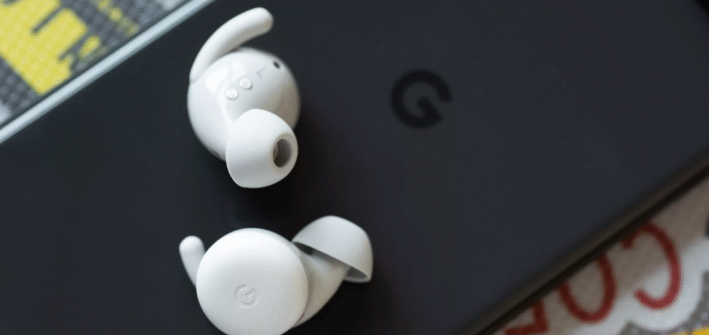 نمایش رندر Pixel Buds 2a با کیس بیضی و رنگ Iris