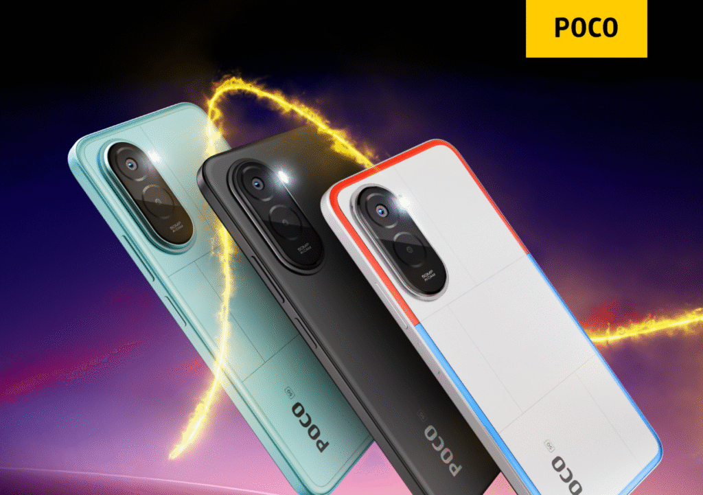 تصویر جلویی POCO M7 Plus با نمایشگر ۶٫۹ اینچ و نرخ نوسازی ۱۴۴ هرتز