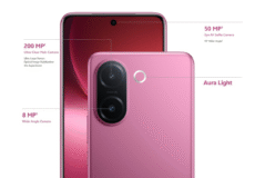 Vivo V60e طراحی رنگی بنفش — alt: «Vivo V60e بنفش – طراحی گوشی ویوو V60e»