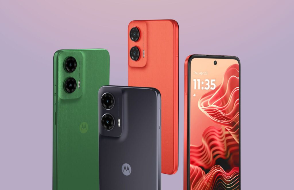 تصویر گوشی Moto G35 با طراحی چرمی و نمایشگر ۶.۷ اینچی