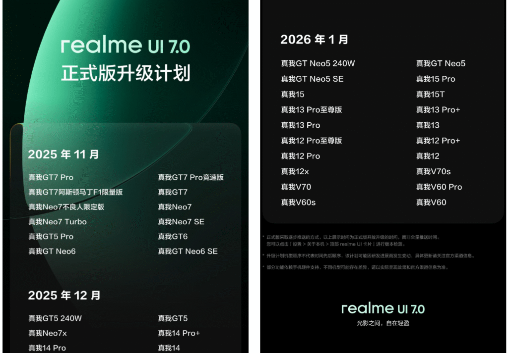 صفحه‌نمایش رابط Realme UI 7 طراحی شیشه‌ای